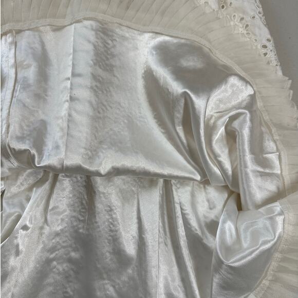 ECI New York 100% Silk Ivory Eyelet Ruffle Mini Spaghetti Strap Dress Size 10 - Picture 11 of 16